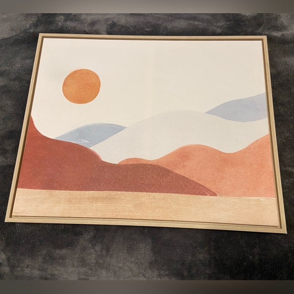 Target Abstract Landscape Art Print - Orange, Blue, Cream - Picture 1 of 3